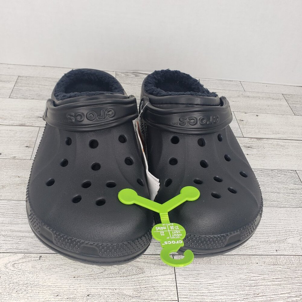 Crocs Unisex-Adult Ralen Lined Clogs | Fuzzy Slippers 7 Women 5 Men Black NWT